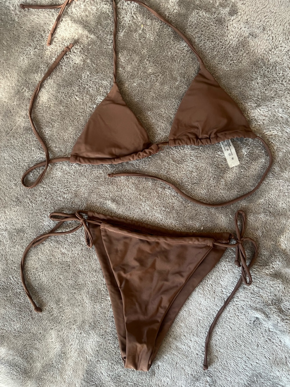 Brown Tie-Side Triangle Bikini